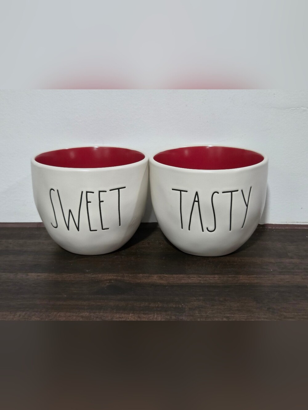 Rae Dunn 'Sweet' & 'Tasty' Bowls with Red Interior - Set of 2